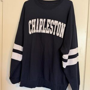 Charleston Black Sweatshirt with White Stripes